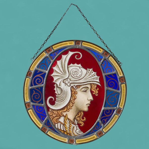 Reclaimed Neoclassical Style Stained Glass Roundel