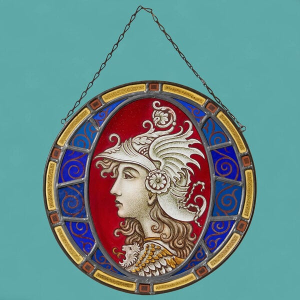 Antique Neoclassical Stained Glass Roundel