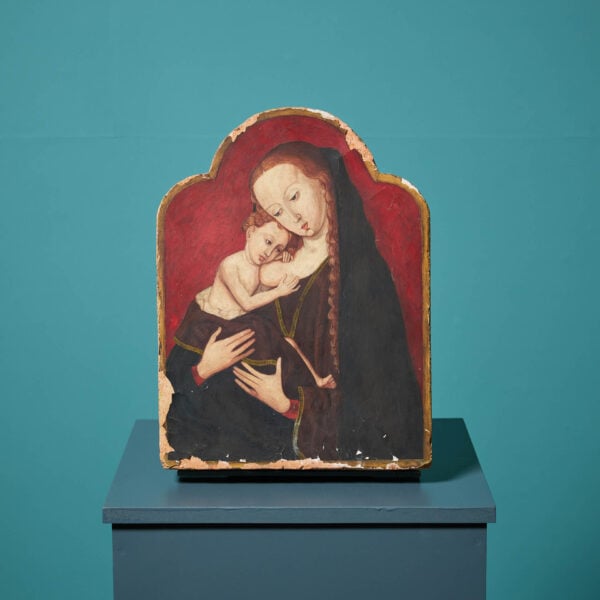 Antique Renaissance Style Italian Fresco Of The Virgin & Child After The Master of the Gold Brocade