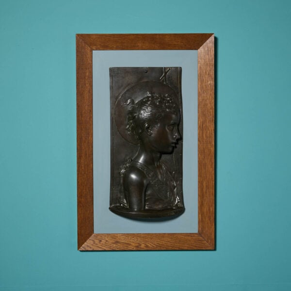 Framed Bronze Relief Sculpture of St. John the Baptist After Desiderio Da Settignano.