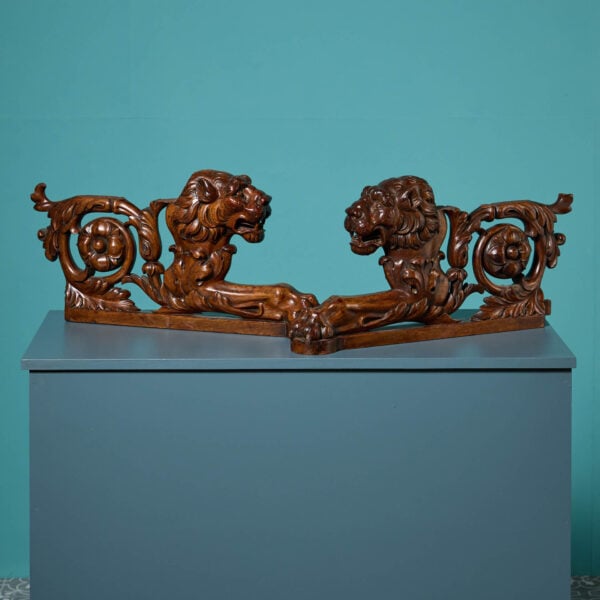 19th Century Pair of Neoclassical Italian Walnut Lions