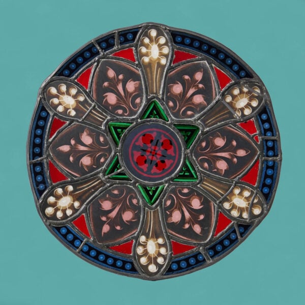 Antique Foliate Ecclesiastical Stained Glass Roundel