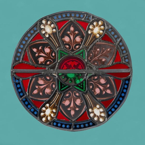 19th Century Foliate Ecclesiastical Stained Glass Roundel