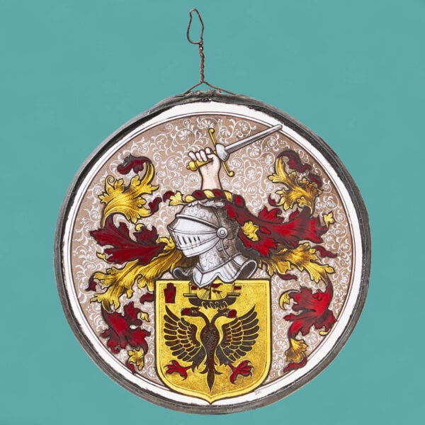 Antique European Heraldic Stained Glass Roundel