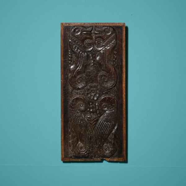 17th Century Carved Oak Seahorse Panel