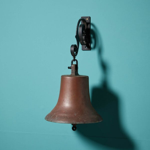 Antique Victorian Brass Doorbell With Wrought Iron Bracket