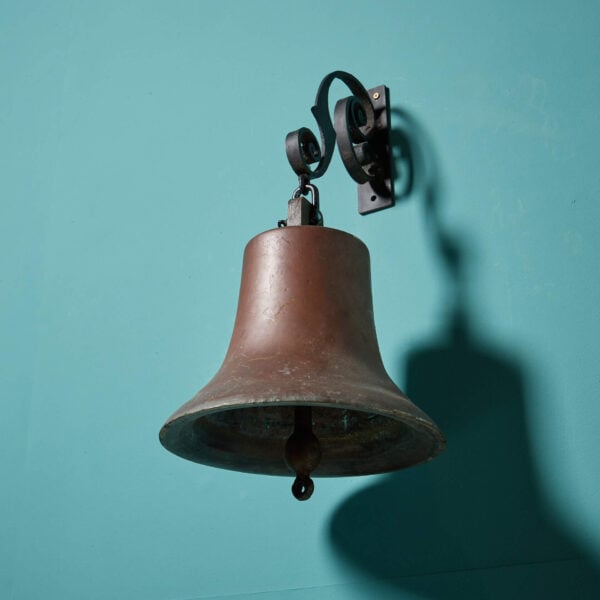 Antique Victorian Brass Doorbell With Wrought Iron Bracket