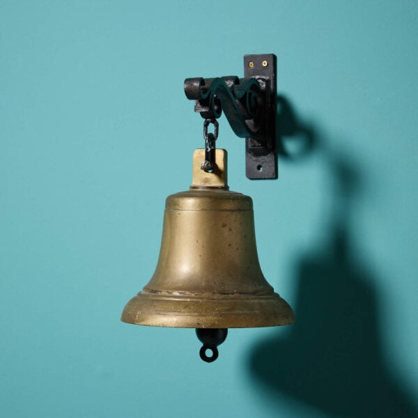 Antique Victorian Brass Doorbell With Wrought Iron Bracket