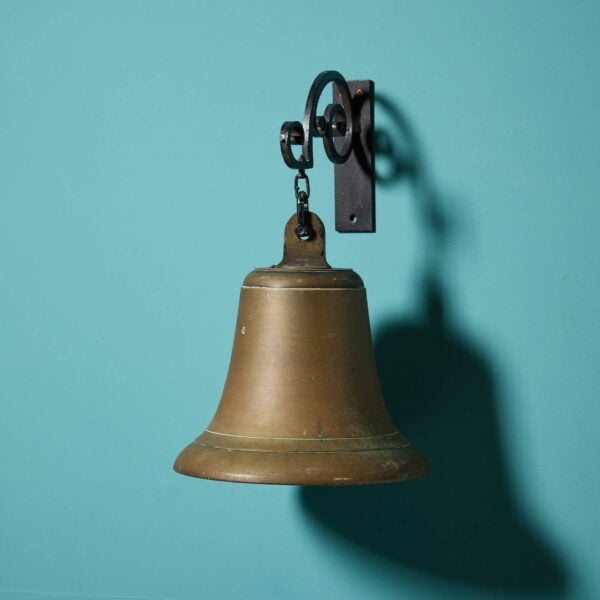 Antique Victorian Brass Doorbell With Wrought Iron Bracket