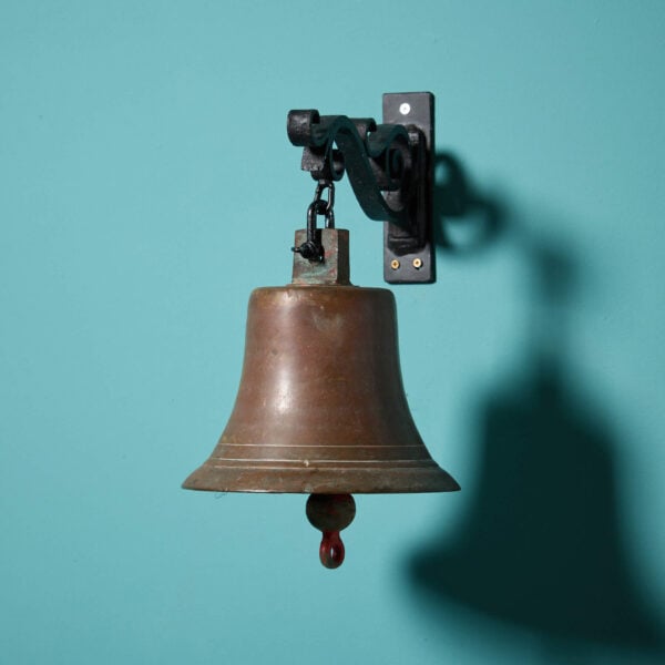 Antique Victorian Brass Doorbell With Wrought Iron Bracket