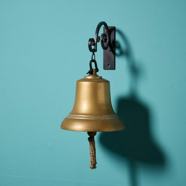 Antique Victorian Brass Doorbell With Wrought Iron Bracket