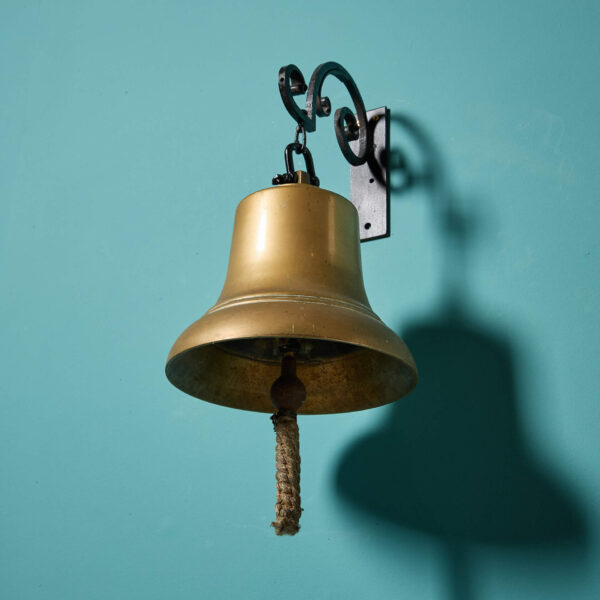 Antique Victorian Brass Doorbell With Wrought Iron Bracket