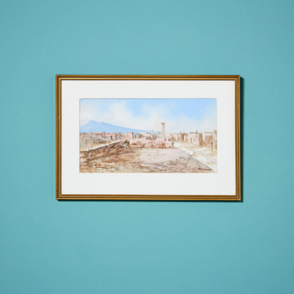19th Century Grand Tour Watercolour of Foro Civile Pompeii