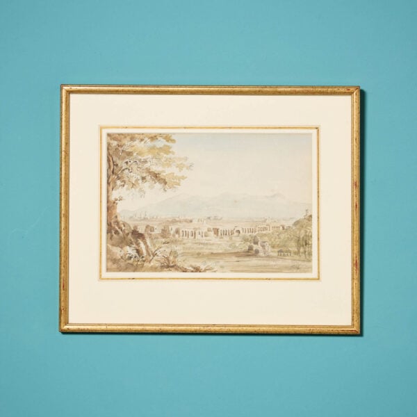 19th Century Grand Tour Watercolour of Pompeii