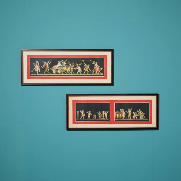 A Pair of 19th Century Geramia Discanno Hand Coloured Lithographs Depicting Pompeii