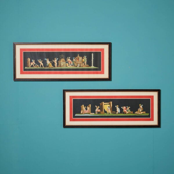 A Pair of 19th Century Geramia Discanno Hand Coloured Lithographs Depicting Pompeii