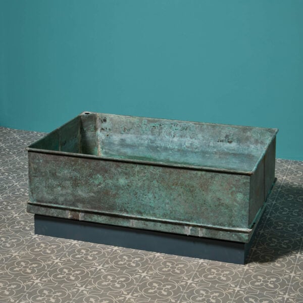 Large Reclaimed Verdigris Copper Trough Planter
