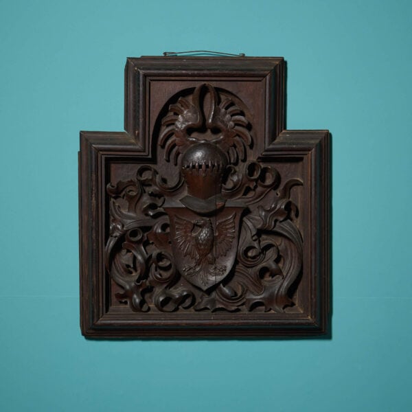 19th Century Carved Oak Shield & Helm Panel