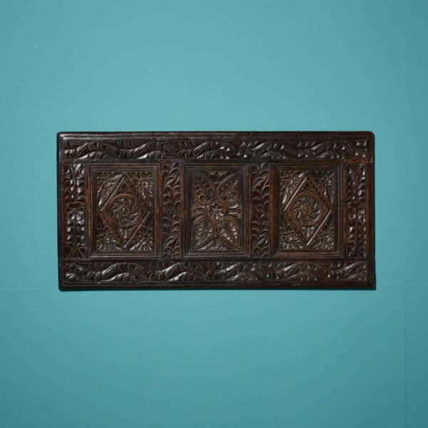 17th Century Hand Carved English Oak Floral Diamond Wall Panel