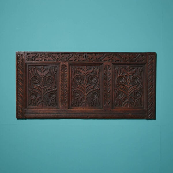 17th Century Hand Carved English Oak Floral Wall Panel