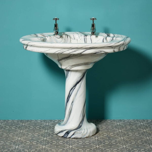 Reclaimed Marble Effect Stoneware Pedestal Sink