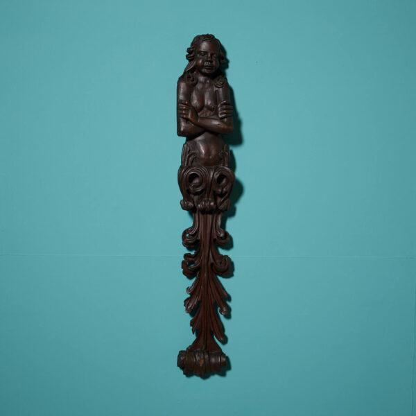 19th Century Continental Mahogany Caryatid Wood Carving