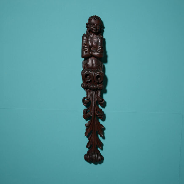 19th Century Continental Mahogany Caryatid Wood Carving