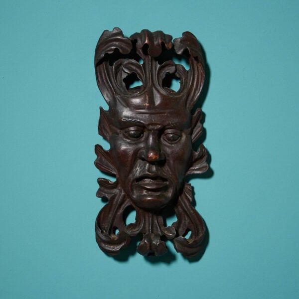 19th Century Continental Mahogany Green Man Wood Carving