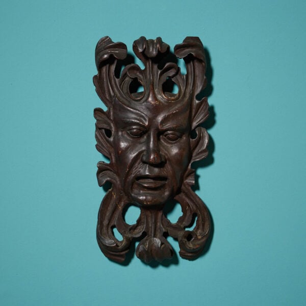 19th Century Continental Mahogany Green Man Wood Carving