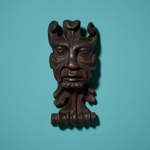 19th Century Continental Mahogany Green Man Grotesque Wood Carving