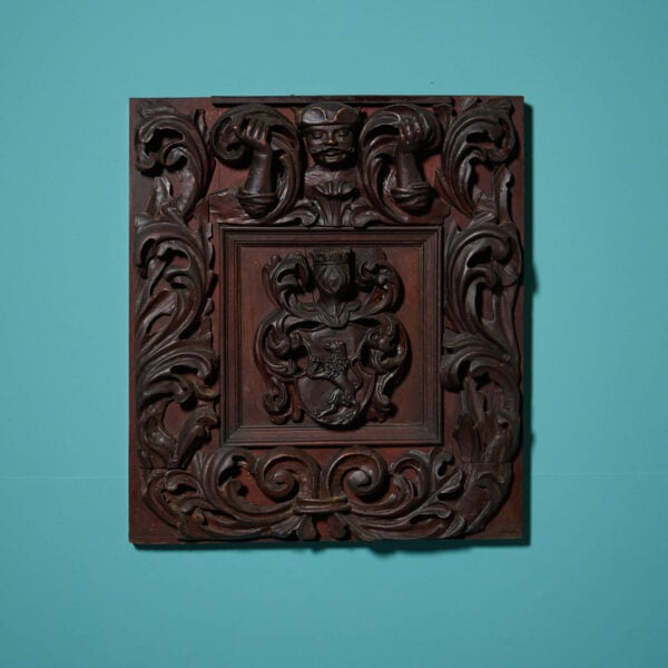 A 19th Century Continental Mahogany Armorial Wood Carving