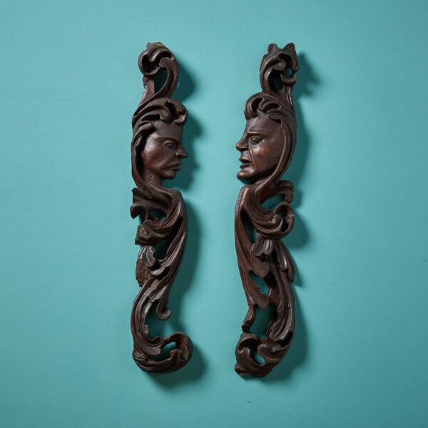 Pair of 19th Century Continental Mahogany Carvings