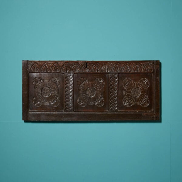 17th Century Hand Carved English Oak Sunflower Wall Panel