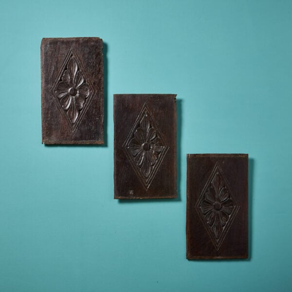 Set of 3 Antique Tudor Style Oak Wall Panels