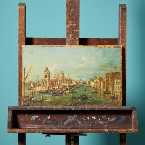19th Century Oil Painting of The Entrance To The Venice Grand Canal After Francesco Guardi (1712 - 1793)