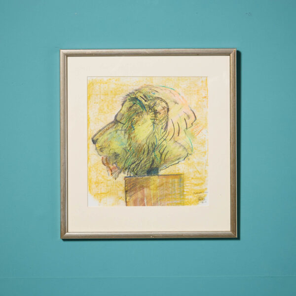 John W. Mills (1933-2023) ‘Museum Lion’ Framed Pencil And Plaster On Paper