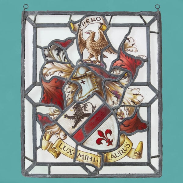 19th Century Heraldic Stained Glass Window ‘Lux Mihi Laurus’