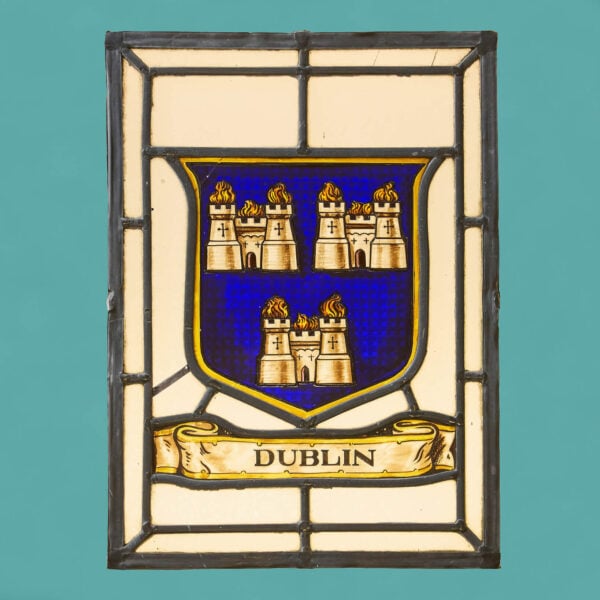 20th Century ‘Dublin’ Coat of Arms Stained Glass Window