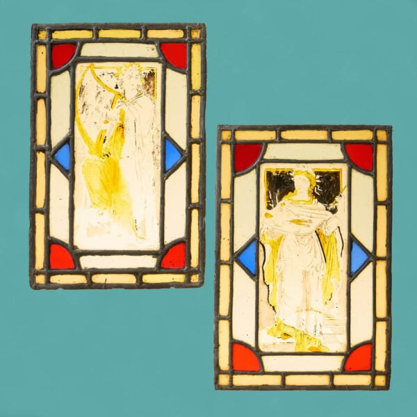 Pair of 19th Century Neoclassical Stained Glass Windows