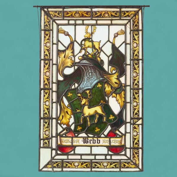 Antique English Webb Family Crest Stained Glass Window