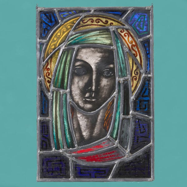 Mid-Century Stained Glass Window Depicting a Female Head