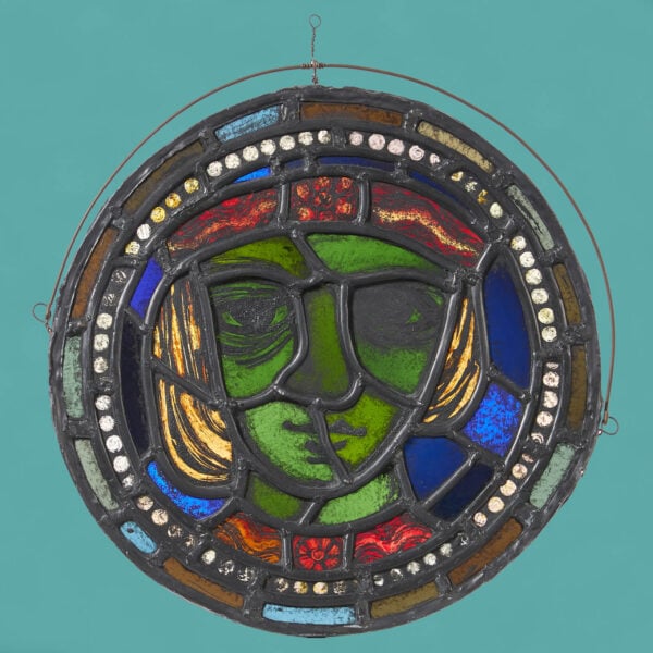 Large Abstract 20th Century Stained Glass Roundel