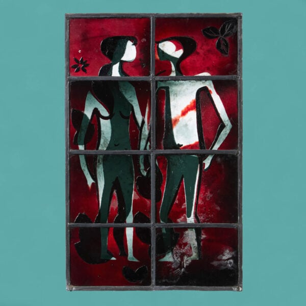 Midcentury Modern Figurative Stained Glass Window