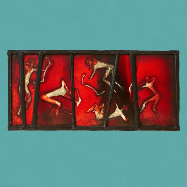 20th Century Cave Painting Stained Glass Window