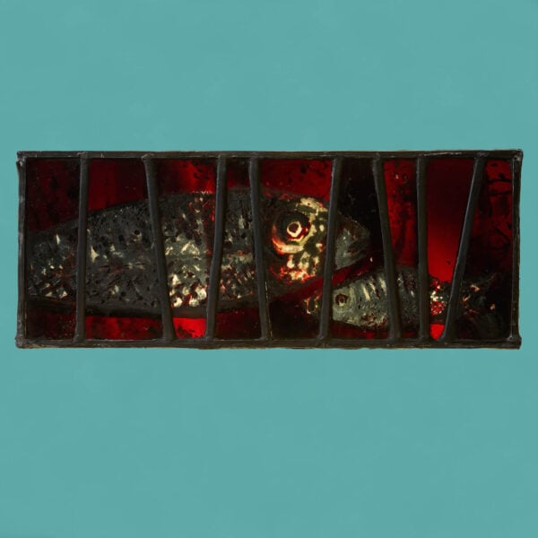 20th Century Stained Glass Window Depicting Fish