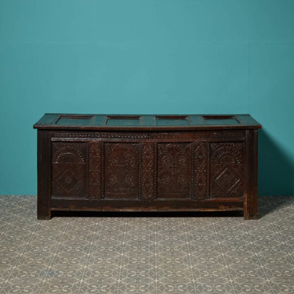 17th Century Hand Carved English Oak Coffer