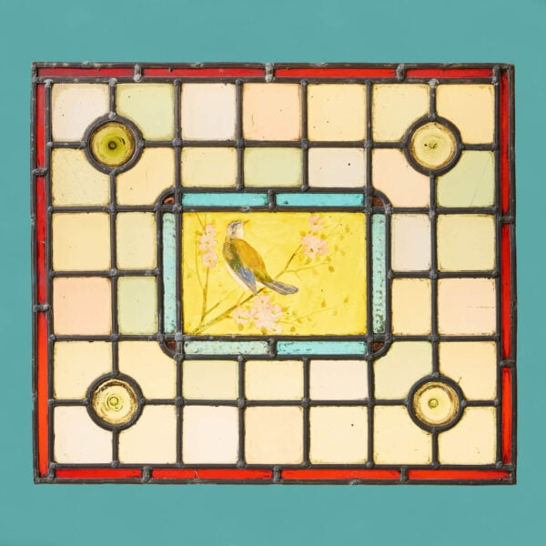 Antique English Stained Glass Window with Bird