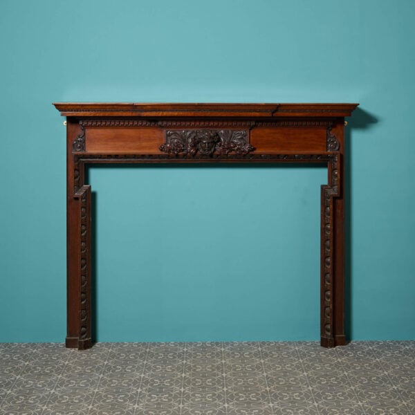 Antique English Mahogany Dog Leg Fireplace