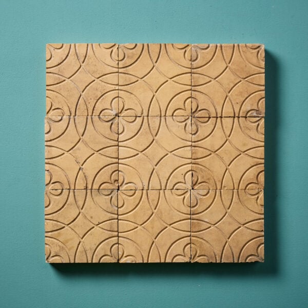 Set of 9 Cream Tiles With Circular Floral Design
