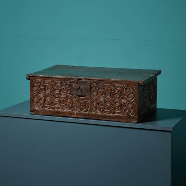17th Century King Charles II Carved Oak Bible Box